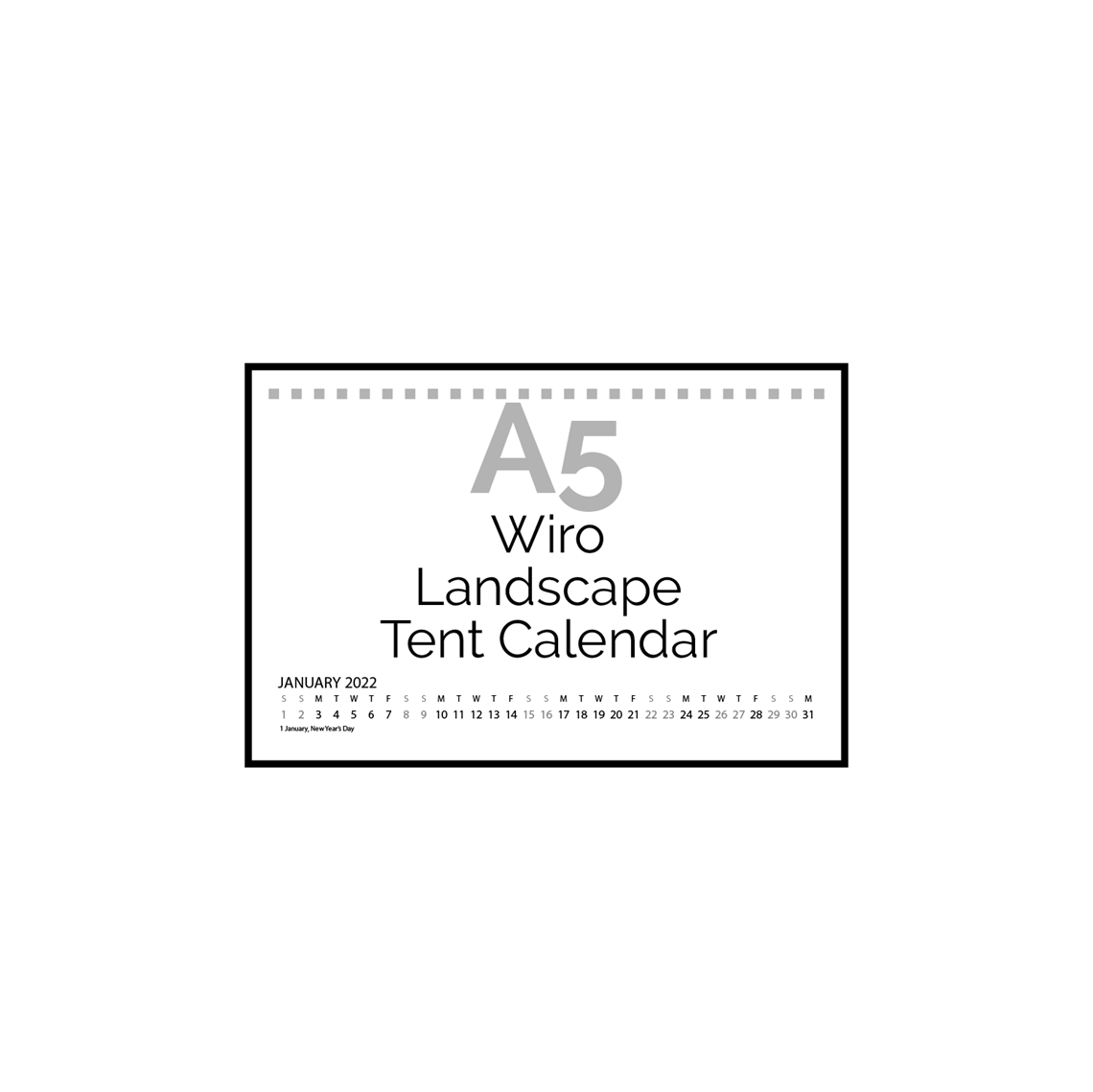 Show details for A5 Wiro Tent Calendar Template
