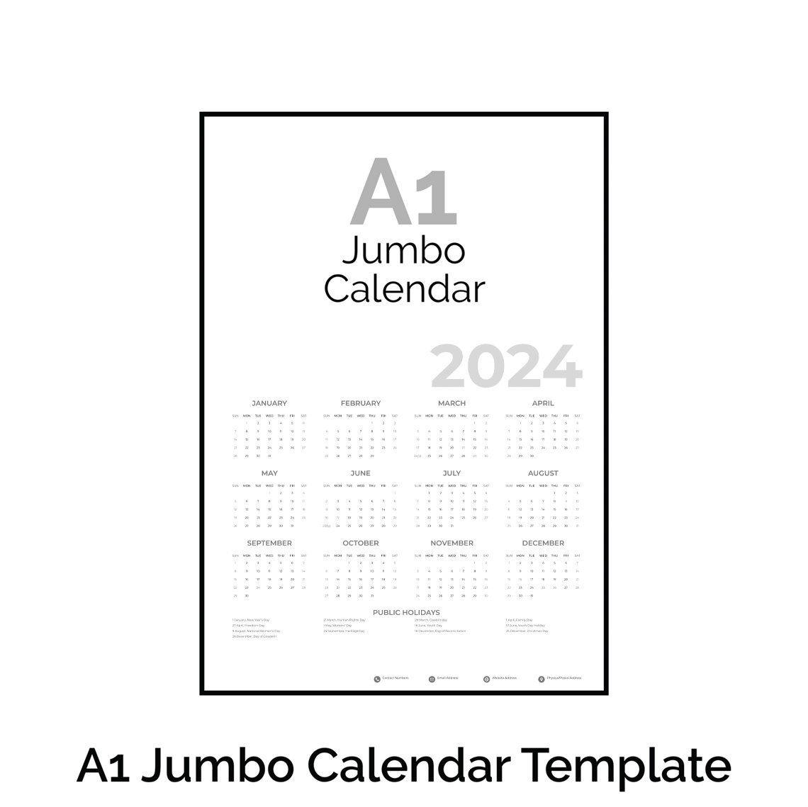Picture of A1 Jumbo Calendar Template