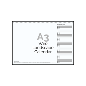 Show details for A3 Wiro Landscape 1 Month-to-View Calendar Template